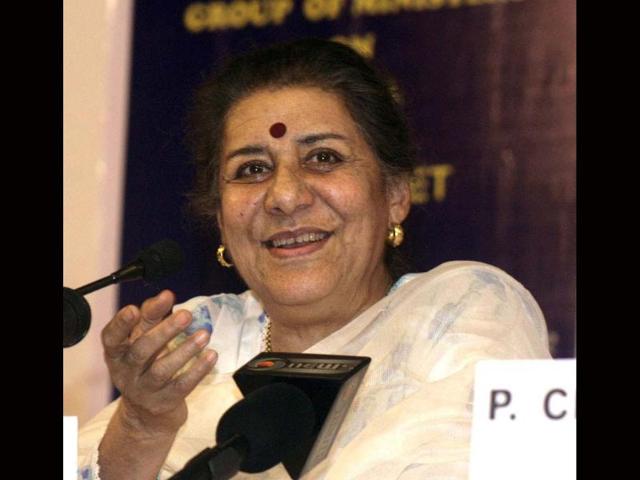 A file photo of information and broadcasting minister Ambika Soni addressing a press conference in Ahmedabad. (Agencies)