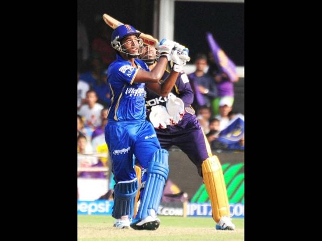 Sanju Samson of Rajasthan Royals plays a shot during their IPL match against Kolkata Knight Riders at Motera Stadium in Ahmedabad. (PTI Photo)