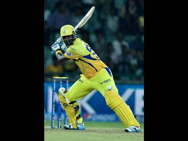 Chennai Super Kings batsman Dwayne Smith plays a shot against Delhi Daredevils during their IPL 7 match at Ferozshah Kotla, in New Delhi. (PTI Photo)