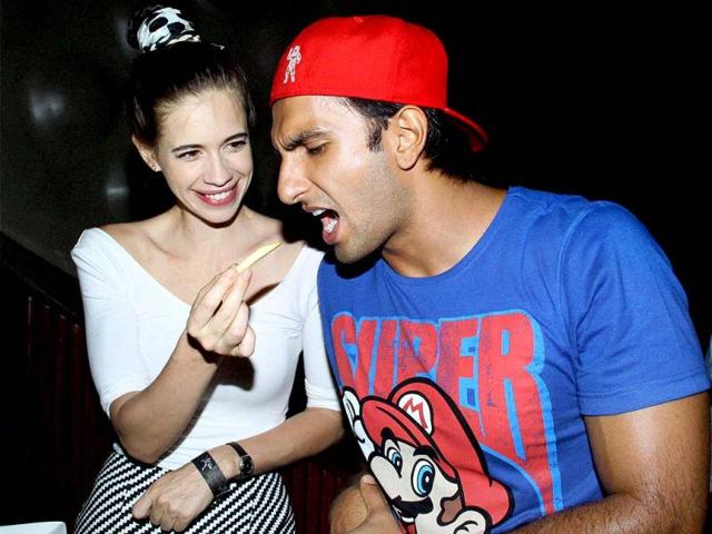 Ranveer Singh and Kalki Koechlin got playful on Wednesday at music director Mikey Mccleary's new music album in Mumbai. Browse through(PTI Photo)