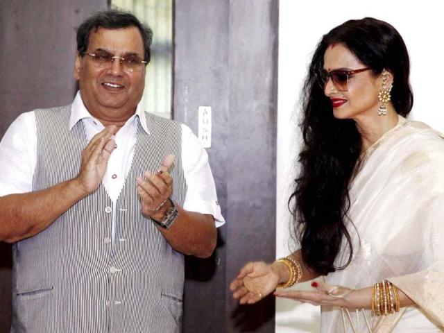 Rekha and director Subhash Ghai at Whisling Wood Institute in Mumbai. (PTI Photo) Rekha and director Subhash Ghai at Whisling Wood Institute in Mumbai. (PTI Photo)