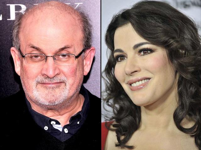 English-television-personality-and-food-writer-Nigella-Lawson-and-author-Salman-Rushdie-Getty