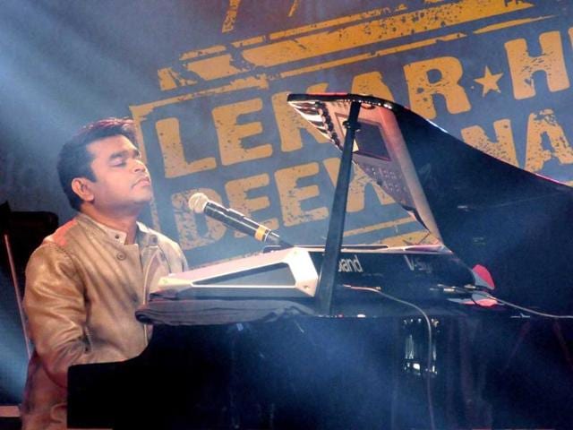 AR Rahman performs during the music launch of the upcoming Hindi film Lekar Hum Deewana Dil, which launches Armaan Jain. (AFP Photo)