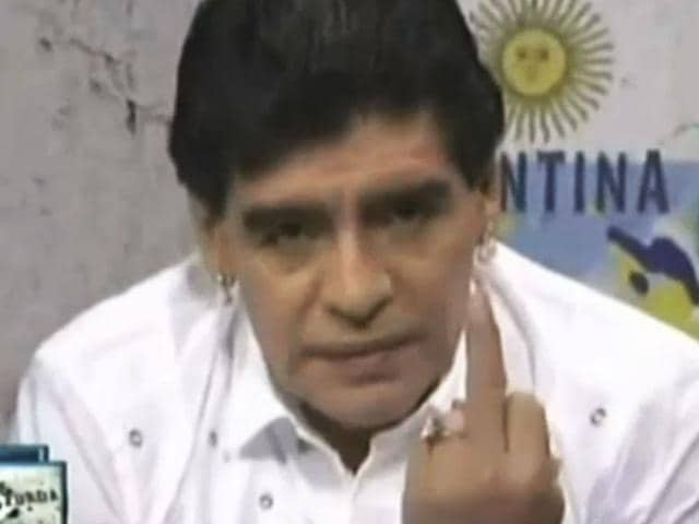 A-screen-grab-of-Maradona-making-the-gesture-to-Argentina-football-association-president-Julio-Grondona-on-live-TV A-screen-grab-of-Maradona-making-the-gesture-to-Argentina-football-association-president-Julio-Grondona-on-live-TV