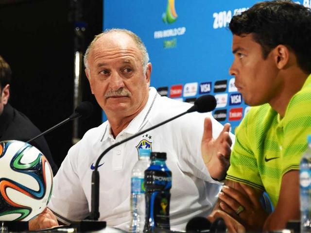 Brazil-s-coach-Luiz-Felipe-Scolari-L-speaks-as-defender-and-captain-Thiago-Silva-R-listens-during-a-press-conference-at-Mineirao-stadium-in-Belo-Horizonte-AFP-Photo Brazil-s-coach-Luiz-Felipe-Scolari-L-speaks-as-defender-and-captain-Thiago-Silva-R-listens-during-a-press-conference-at-Mineirao-stadium-in-Belo-Horizonte-AFP-Photo