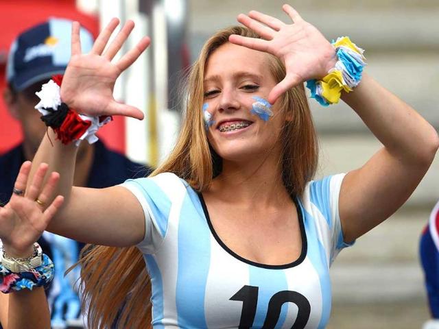 An Argentina fan poses before their Group F match against Nigeria at the Beira-Rio Stadium in Porto Alegre. (AFP Photo) An Argentina fan poses before their Group F match against Nigeria at the Beira-Rio Stadium in Porto Alegre. (AFP Photo)