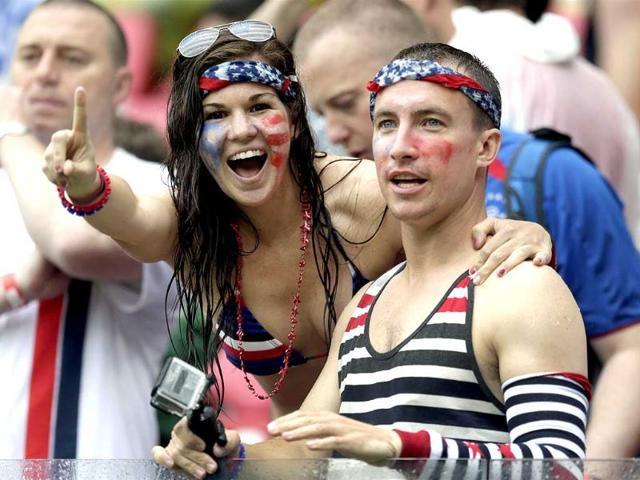 USA supporters cheer their national team during the group G World Cup soccer match between the United States and Germany. (AP Photo) USA supporters cheer their national team during the group G World Cup soccer match between the United States and Germany. (AP Photo)
