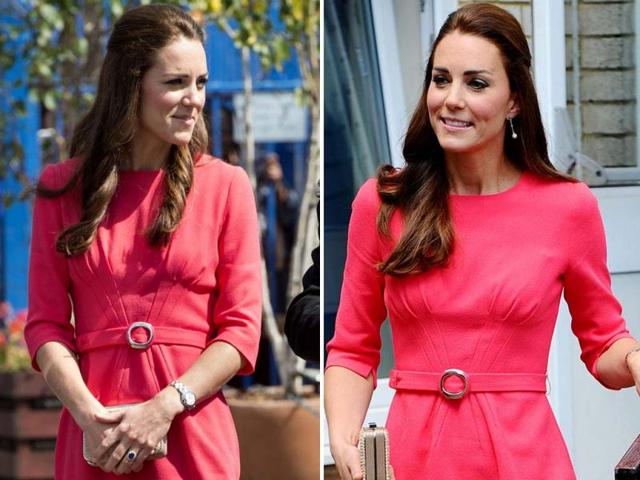 Kate Middleton stepped out in a crisp red dress for a recent visit to a London school. (AP)