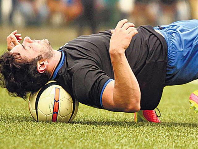A charity football match was oraganised by Aamir Khan's daughter Ira khan. Celebrities from both TV and bollywood were seen in the charity match. Seen here, Sohail Khan.