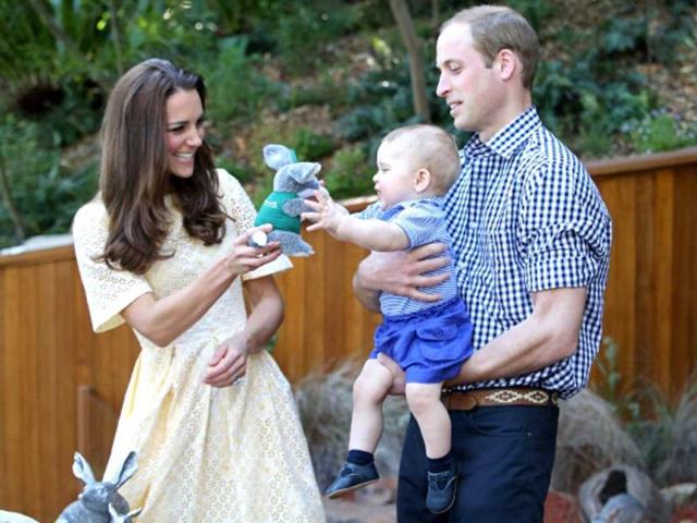 Doting papa, Prince William holds his little bag of cuteness as the beautiful mommy Kate Middleton gives him a toy bilby during a visit to the Bilby Enclosure at Taronga Zoo in April this year in Sydney, Australia. (Getty Images) Doting papa, Prince William holds his little bag of cuteness as the beautiful mommy Kate Middleton gives him a toy bilby during a visit to the Bilby Enclosure at Taronga Zoo in April this year in Sydney, Australia. (Getty Images)