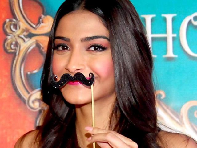 Sonam Kapoor was all laughter and smiles at the trailer launch of her upcoming movie Khoobsurat. Check out her many happy moods!