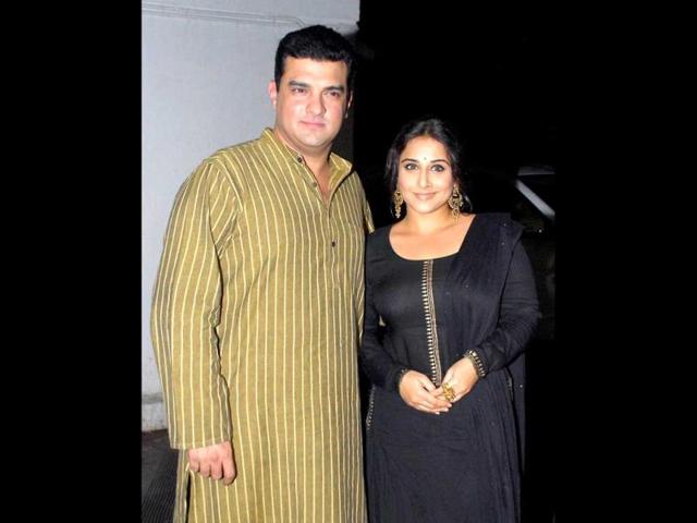 Vidya Balan and her husband and filmmaker Siddharth Roy Kapur at the birthday party of Priyanka Chopra in Mumbai on Friday. (PTI Photo)