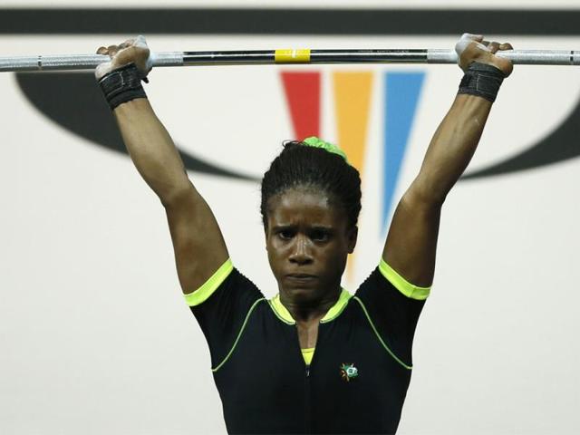 File-photo-of-weightlifter-Chika-Amalaha-of-Nigeria-The-16-year-old-has-been-stripped-of-her-gold-medal-after-a-positive-doping-test-at-the-2014-Commonwealth-Games-Glasgow-AP-Photo