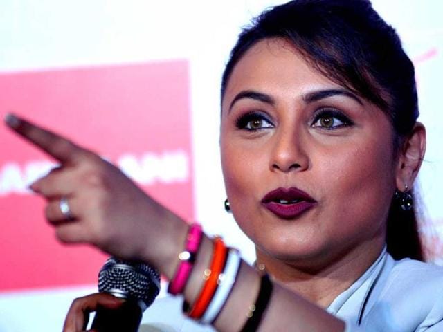 Rani Mukerji speaks during a promotional event for Mardaani. (AFP Photo)