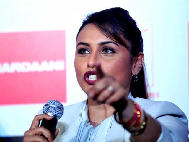 Rani Mukerji speaks during a promotional event for Mardaani. (AFP Photo)