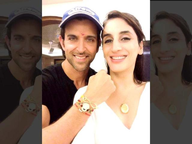 Farah Khan Ali updated this image on her Twitter account with the caption, "With my younger brother @iHrithik . Love you Duggu. #Rakshabandhan #Family". Farah Khan Ali updated this image on her Twitter account with the caption, "With my younger brother @iHrithik . Love you Duggu. #Rakshabandhan #Family".