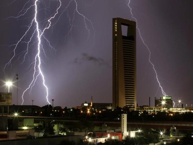 Lightning strikes during a summer storm in Monterrey. (Reuters)