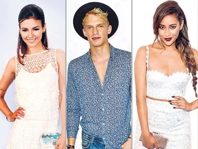 Music festival chicActors Victoria Justice and Shay Mitchell brought a Coachella-esque vibe with their lacy, crochet numbers. Singer Cody Simpson looked right out of the sets of a country music video. 