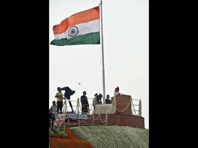 Narendra Modi delivers his 1st Independence Day speech as Prime Minister at the Red Fort in Delhi(AFP Photo)