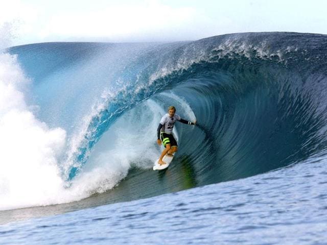 Australia's Adrian Buchan rides a wave during the 14th edition of the Billabong Pro Tahiti surf event, part of the ASP (Association of Surfing Professionals) world tour, in Teahupoo, on the French Polynesian island Tahiti. (AFP Photo)