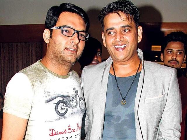 Comedian Kapil Sharma with actor Ravi Kishan were at a moviepromotional event in Mumbai. Ravi, who recently contested the Lok Sabha elections unsuccessfully, was seen at an event for the second day in a row (Photos: Yogen Shah)