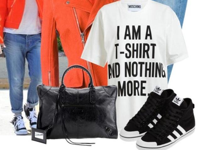 Sartorial expressionMoschino t-shirt, Alexander McQueen jacket, Mango jeans, Adidas shoes, Hermàs bag