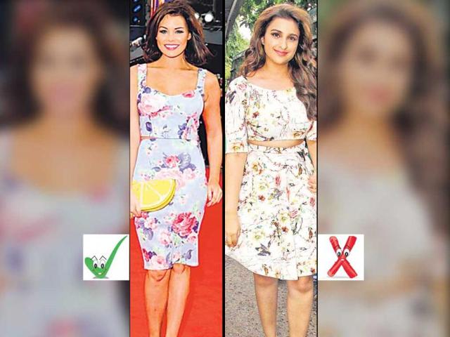 Crop TopCrop tops that shows off just a sliver of skin are must-haves. But actor Parineeti Chopra (right) falters with the sleeves, the snug fit and the unflattering boat neck that makes her look top-heavy. On the other hand, TV star Jessica Wright (left) looks poised in a similar ensemble, thanks to the styling and balanced fit.