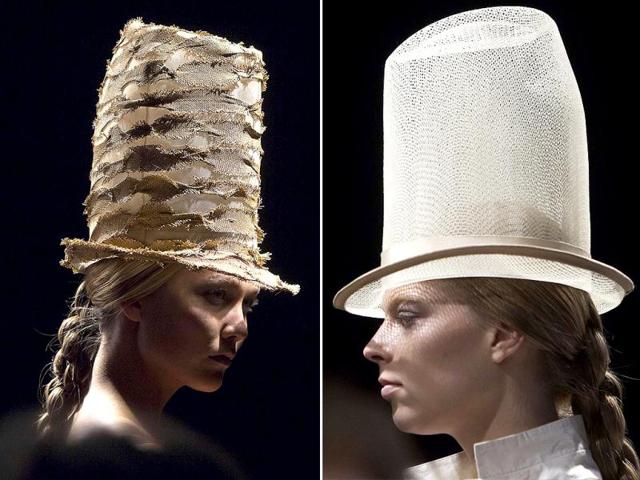 Perfect for a tropical vacation - or a searing day in Manhattan - the hats at the Donna Karan show during New York Fashion Week in the Manhattan borough of New York were huge. A few looked like their owners might be starting a career in beekeeping. Others seemed to belong to the human companion of Curious George. (Reuters)