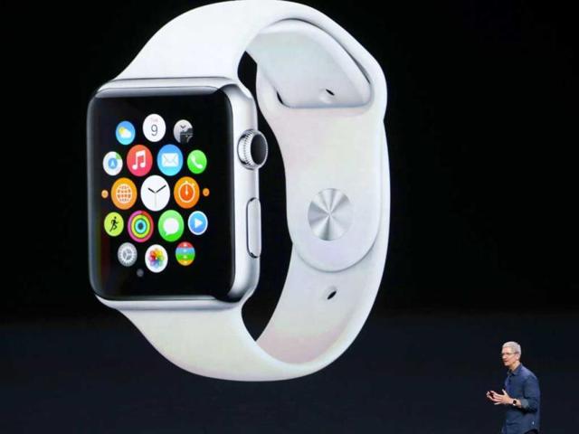 Apple CEO Tim Cook speaks during an Apple event announcing the iPhone 6 and the Apple Watch at the Flint Center in Cupertino, California. (AFP Photo)