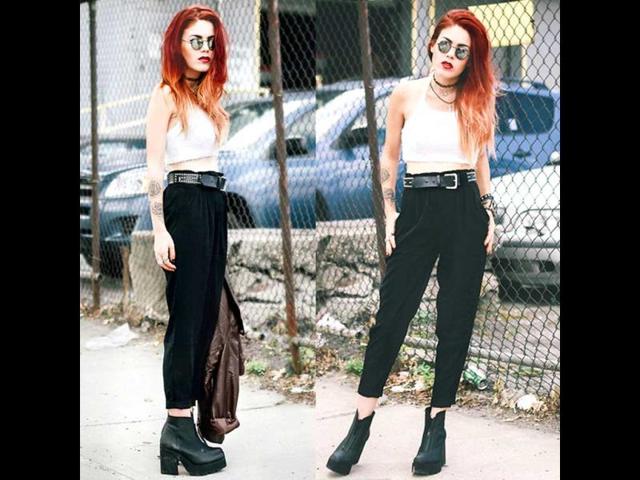 If you are a lover of the big bad world of rock then, this is the best look for you. High-waisted pants, a crop top and a pair of amazing boots can get you the 'rocker-babe' look.