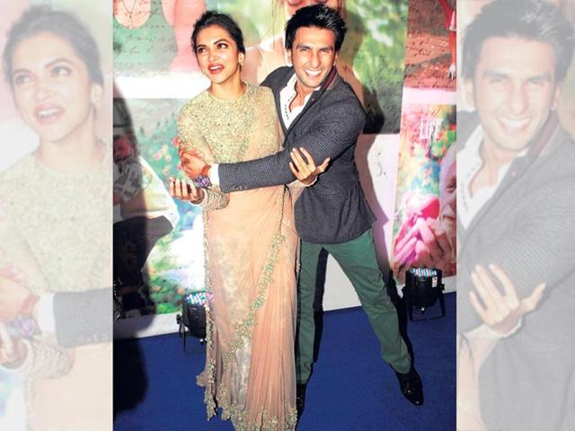 Ranveer Singh and Deepika Padukone at Finding Fanny success bash.