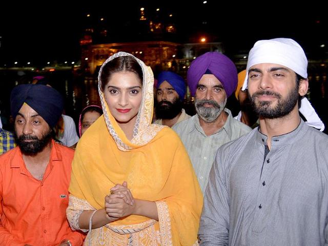 Sonam Kapoor and Fawad Khan at Amritsar's Golden Temple. (AFP)
