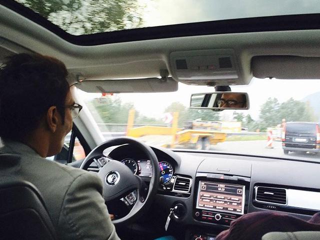 Ajay Devgn shared his picture as he drives in Europe after shooting for Prabhu Dheva's next Action Jackson.