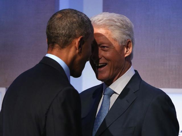 United States of America, New York: September 23, 2014 U.S. President Barack Obama and Former U.S. President Bill Clinton speak before Obama's speech at the Clinton Global Initiative (CGI). (AFP)