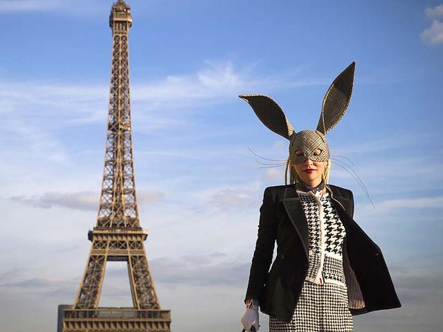 At Paris Fashion Week, it's not just about the on-runway action. Some of the most intriguing looks are captured by the legions of street-style obsessive's who flock to the French capital to snap the best-dressed show goer (and other hangers-on!). Here's our selection of the most eye-catching ensembles. (Photos: AFP) Funny bunny: A shot from outside the Rick Owens show; this lady rocked a houndstooth look by US designer Thom Browne. At Paris Fashion Week, it's not just about the on-runway action. Some of the most intriguing looks are captured by the legions of street-style obsessive's who flock to the French capital to snap the best-dressed show goer (and other hangers-on!). Here's our selection of the most eye-catching ensembles. (Photos: AFP) Funny bunny: A shot from outside the Rick Owens show; this lady rocked a houndstooth look by US designer Thom Browne.