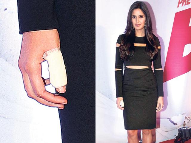 Katrina Kaif came with a bandaged injured thumb to a movie screening. (Photo: Yogen Shah)