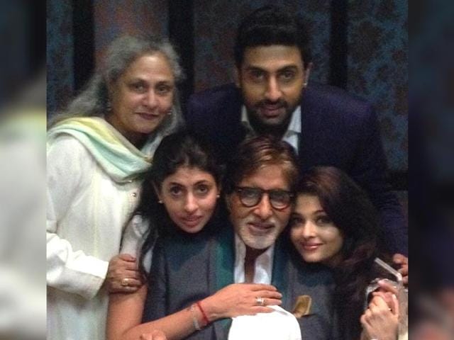 Amitabh Bachchan has a family time on his 72nd birthday. (juniorbachchan/Twitter) 