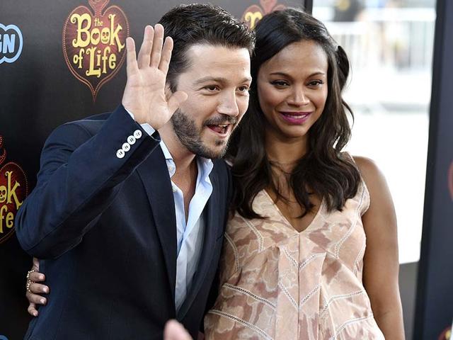 Cast members Diego Luna and Zoe Saldana pose during the premier of the film Book of Life in Los Angeles. (Reuters) Cast members Diego Luna and Zoe Saldana pose during the premier of the film Book of Life in Los Angeles. (Reuters)