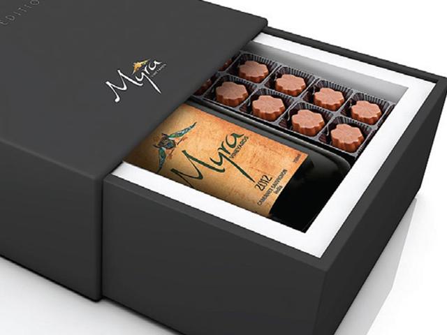 Myra Vineyards’ limited-edition wine and chocolate box, with Myra’s Shiraz and dark chocolate. Available on the Myra Vineyards’ Facebook page. Price on request