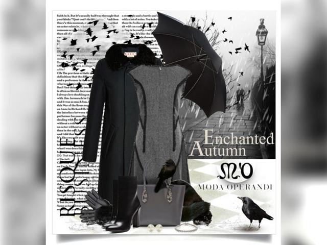 Thom Browne dress, Marni coat, Paul Andrew Baxt boots, Rochas tote, Eddie Borgo bracelet and earrings, Ginette NY necklace, Alexander McQueen umbrella, Marni stole, Imoni gloves Thom Browne dress, Marni coat, Paul Andrew Baxt boots, Rochas tote, Eddie Borgo bracelet and earrings, Ginette NY necklace, Alexander McQueen umbrella, Marni stole, Imoni gloves