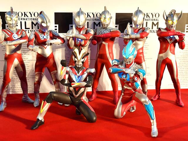 People dressed as Japanese TV character Ultra Seven walk on the red carpet during the opening ceremony of the 27th Tokyo International Film Festival in Tokyo, Thursday, October 23, 2014. (AP) 