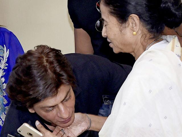 West Bengal CM Mamata Banerjee and SRK at a meeting at CM Office in Kolkata. (Photo: PTI) 