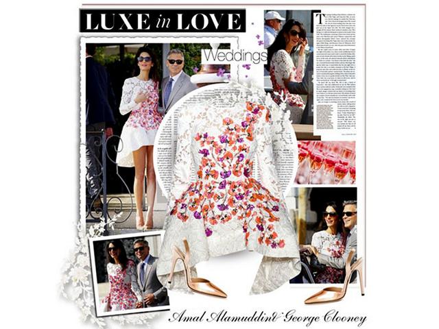 Sartorial bouquet: Giambattista Valli dress and shoes