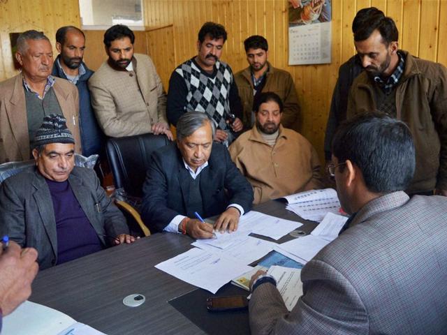 CPIM--leader-Mohammad-Yousuf-Tarigami-filling-his-nomination-papers-for-the-Assembly-elections-in-Kulgam-district-on-Wednesday-PTI CPIM--leader-Mohammad-Yousuf-Tarigami-filling-his-nomination-papers-for-the-Assembly-elections-in-Kulgam-district-on-Wednesday-PTI