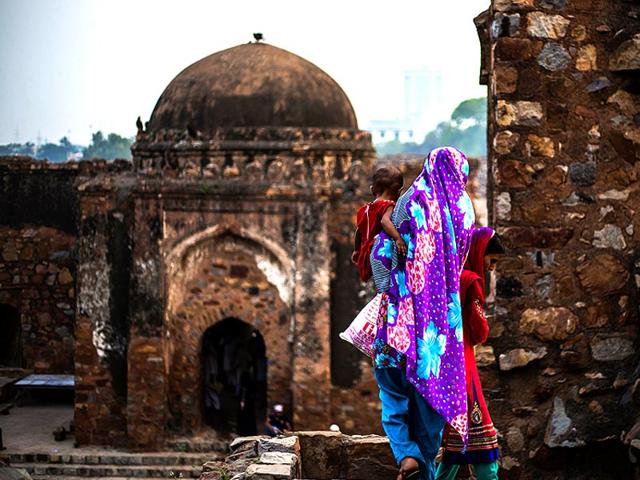 Built by Sultan Feroz Shah Tughlaq in the fourteenth century, the ruins of the fort today rest nestled between a cricket stadium and Delhi’s Ring Road. (Abhishek Saha/HT Photo)