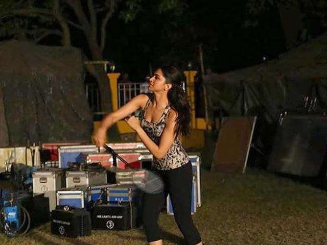 Deepika Padukone on the sets of Piku.
