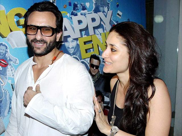 Saif Ali Khan and Kareena Kapoor were spotted at the special screening of Happy Ending in Mumbai. (PTI Photo)