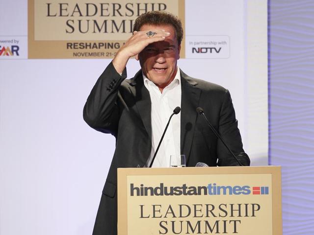 Schwarzenegger said perseverance and self-belief was the key to realising dreams. (Gurinder Osan/HT Photo)