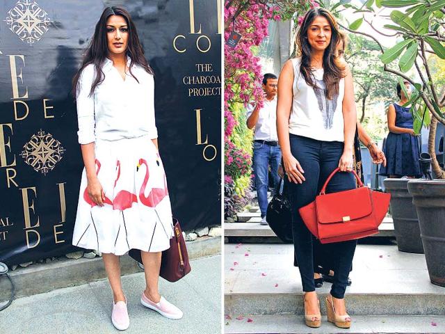 Sonali Bendre and Chunky pandey's wife Bhavna at Sussanne Khan's Sunday brunch.