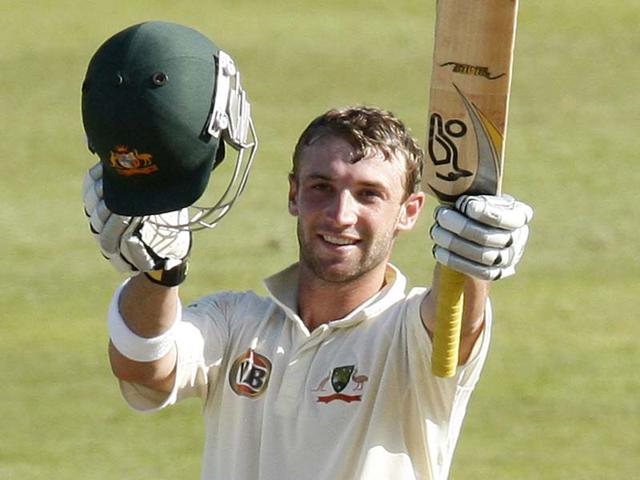 File-Australia-s-Phil-Hughes-celebrates-his-century-during-the-third-day-of-the-second-cricket-Test-match-against-South-Africa-in-Durban-Reuters-photo